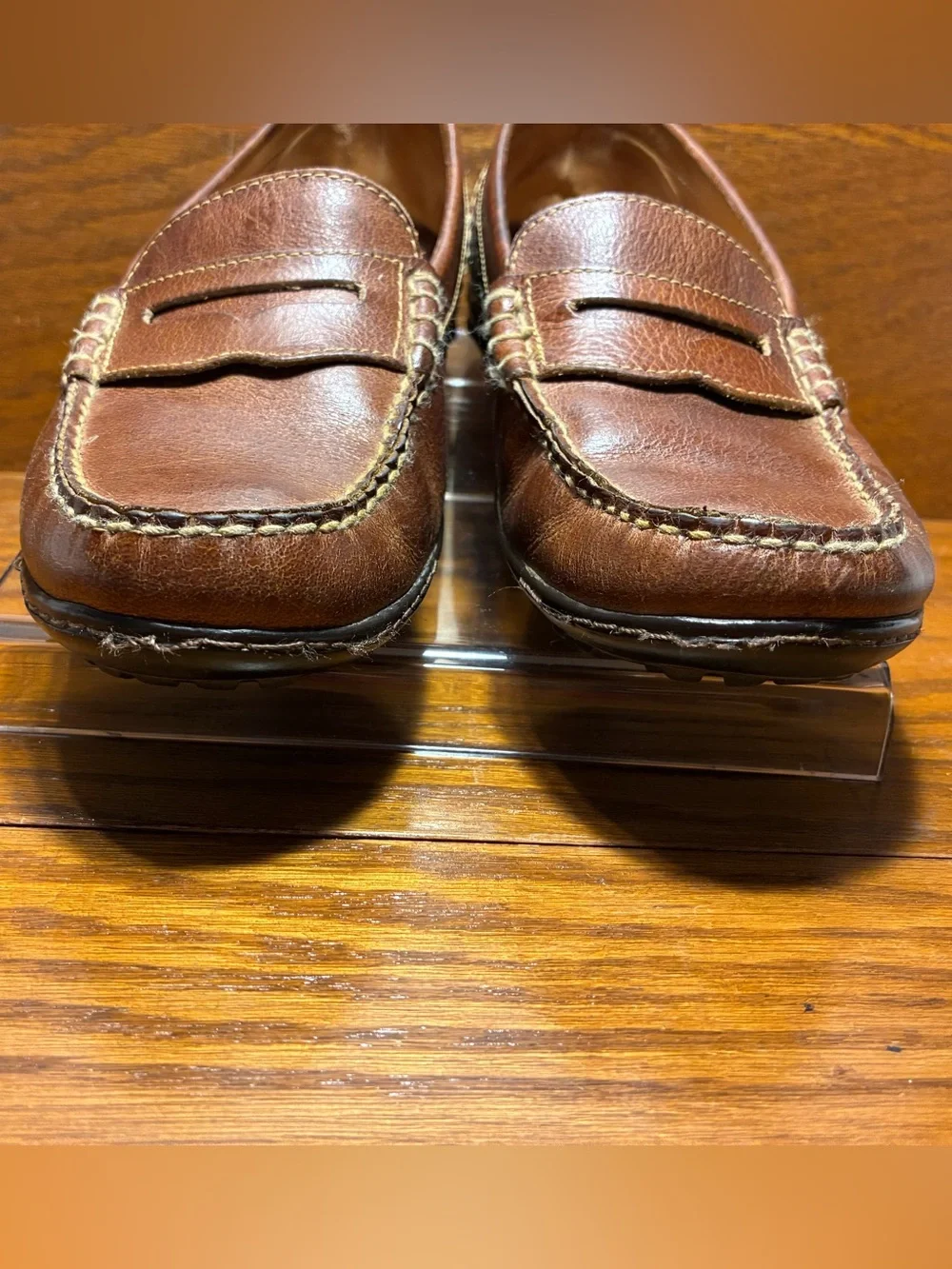 Martin Dingman Vibram Sole Penny Loafers Brown Leather Size 9.5